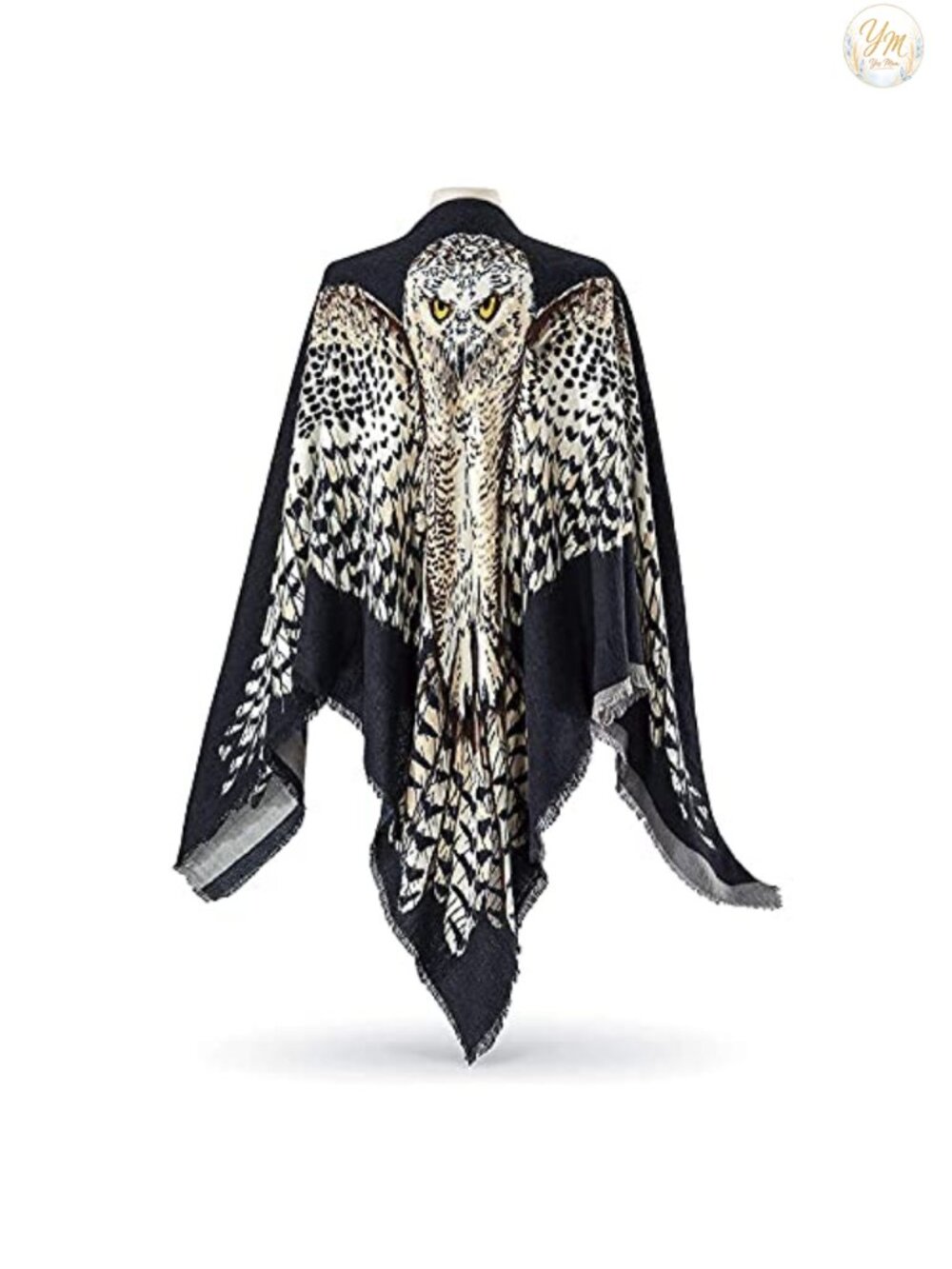 Owl Print Reversible Shawl Wrap Scarf Ultra Soft Acrylic 56" Square